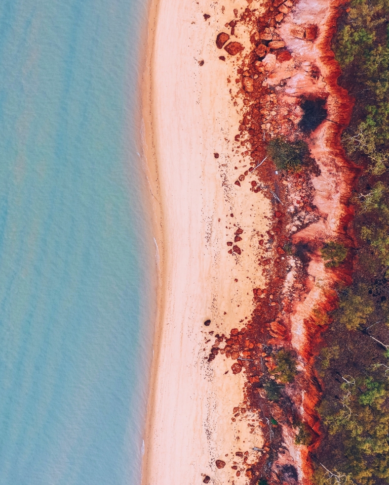 Aerial view of Rainbow Beach, Tiwi Islands, Northern Territory © Tourism NT/Elise Cook