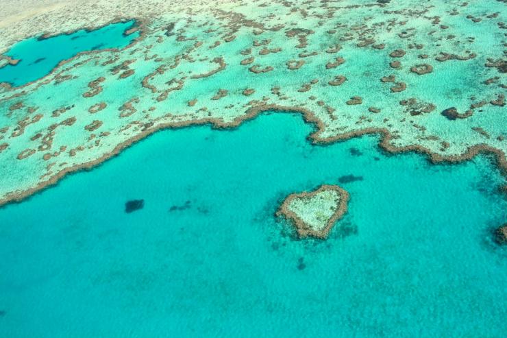 Aerial view of Heart Reef, Great Barrier Reef, Queensland © Tourism Whitsundays Aerial view of Heart Reef, Great Barrier Reef, Queensland © Tourism Whitsundays