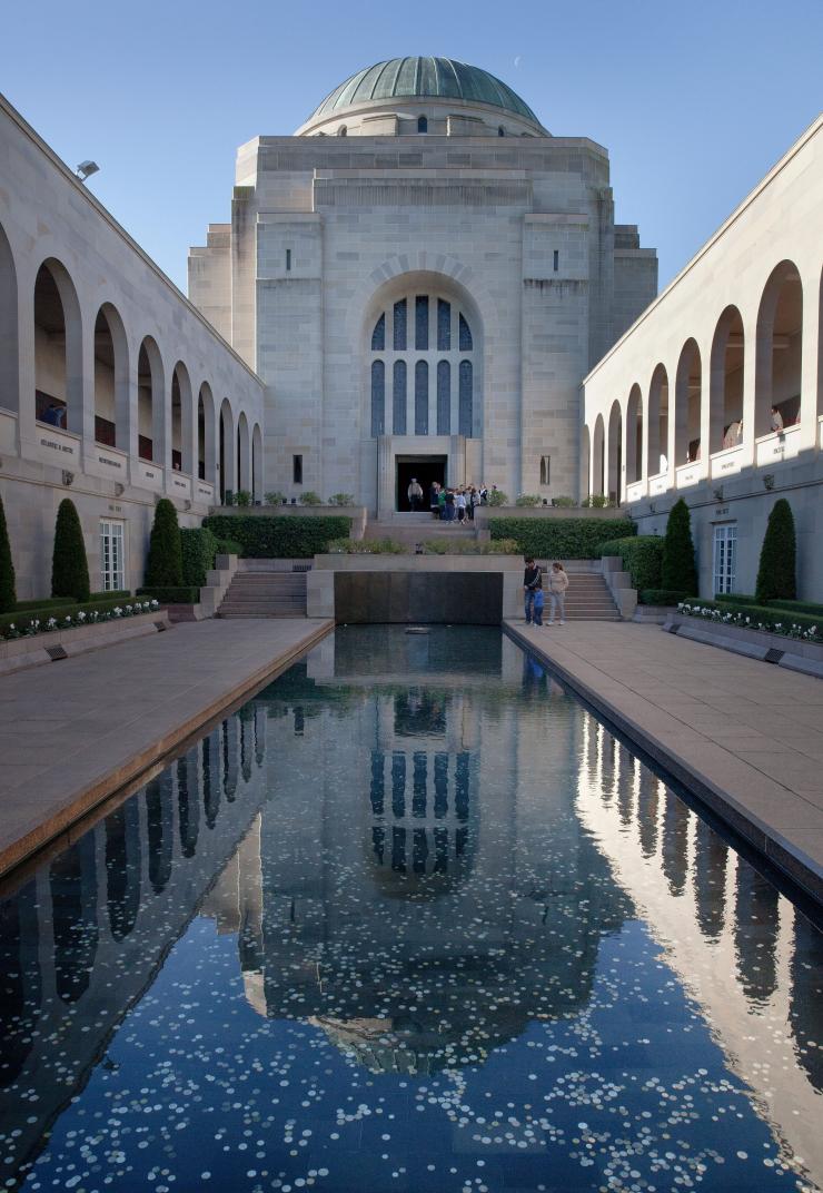 Exterior view of the Pool of Reflection at the Australian War Memorial in Canberra, Australian Capital Territory © Australian War Memorial