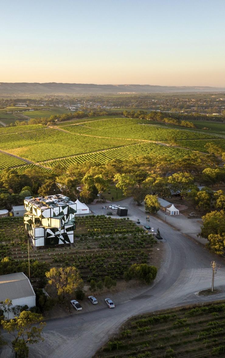 Aerial view of the d'Arenberg CUBE, McLaren Vale, Fleurieu Peninsula, South Australia © Tourism Australia